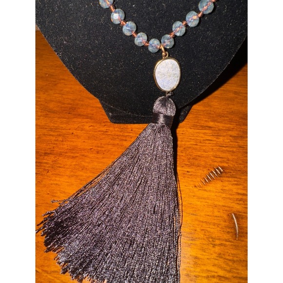 Layered Beaded Necklace Tassel Pendant Boho Chic Statement Jewelry - Picture 3 of 5